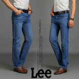 Lee男士牛仔裤修身款直筒夏季薄款青年长裤子nzk四季品牌男装新款