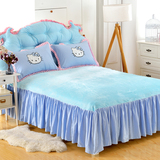 加厚保暖纯色水晶绒珊瑚绒法莱绒床裙床罩单件1.5/1.8m床单床笠