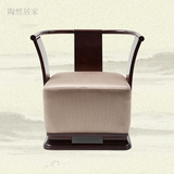 新中式圈椅样板房家具 酒店会所围椅现代实木单人布艺沙发太师椅