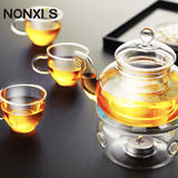 Nonxis花茶壶套装耐热玻璃功夫茶具整套6件组合透明过滤茶壶茶杯