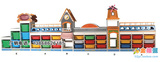 高级儿童组合玩具柜狂欢购物街造型豪华幼儿园玩具收纳架环保漆