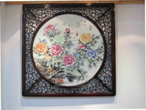景德镇 瓷板画 名家 手绘 牡丹 国色天香 粉彩 细工 陶瓷艺术拍卖