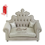 美式实木布艺单人沙发椅 欧式复古公主椅 法式高档别墅沙发休闲椅