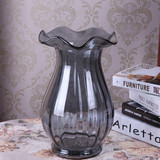 欧式荷叶边玻璃彩色花瓶花器 客厅装饰花瓶 家居装饰品摆件 礼物