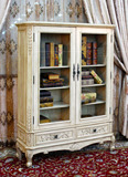 纯正欧式美式乡村复古古典 书柜玻璃门对开储物置物柜展示柜限量