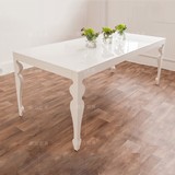 简欧长方形实木餐桌白色亮光烤漆创意桌时尚影楼咖啡厅办公洽谈桌