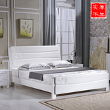 实木床1.8白色简约现代1.5米橡木床高箱储物木床新中式卧室双人床