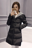 2016冬季新款韩版女式加厚宽松斗篷型A字款毛线款中长款羽绒服女
