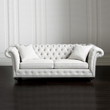 美式乡村田园棉麻布拉扣米白色沙发 小户型欧式现代简约布艺沙发