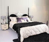 新古典方床双人床 欧式实木婚床 卧室高档造型圆柱床 小户型家居
