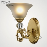 YOYO 全铜水晶壁灯 欧式美式水晶纯铜　客厅卧室床头卫生间别墅