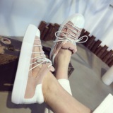 韩版2016春季新款ulzzang贝壳鞋低帮系带学生鞋板鞋粉色运动鞋女