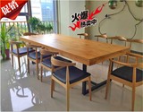 美式简约铁艺餐桌原木办公桌实木桌子洽谈桌长方形桌椅组合