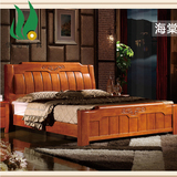 高档全实木床橡木床双人床现代中式1.5米1.8米高箱储物实木床婚床