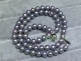 促销价 日本akoya银灰色珍珠项链 6-7mm天然银灰海水珍珠项链 荐