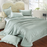 出口欧美高档60支双面纯色天丝四件套简约美式床上用品可订制床笠