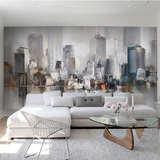 欧式复古油画简约壁画客厅卧室电视背景墙纸手绘都市建筑艺术壁纸