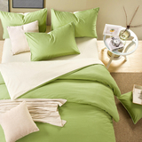 简约全棉四件套纯棉纯色素色单色被套床单1.5 1.8m床上用品4件套