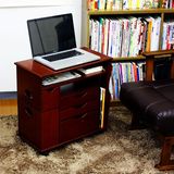实木笔记本电脑桌子沙发边柜移动整装卧室床头柜台式置地用写字台