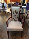 新古典欧式实木中式休闲餐椅酒店后现代简约咖啡布艺软包靠背椅子