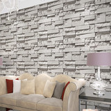 灰色3D立体墙纸 仿砖纹墙砖头块文化石 客厅服装店电视背景墙壁纸