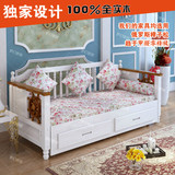 新款宜家实木沙发床 客厅书房推拉沙发床 欧式韩式储物实木沙发床