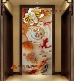 上海厂家直销 艺术玻璃  过道玄关 深雕工艺  屏风隔断 富贵有余