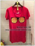 Moschino 香港代购 16春女 潮彩色眼镜中长款短袖T恤61057 $1390