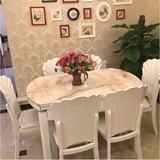 欧式大理石餐桌椅组合现代简约实木伸缩圆形餐桌小户型饭桌