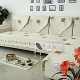 包邮现代简约刺绣纯色布艺组合沙发垫四季通用夏季单双三人小户型