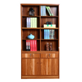 简约书柜书架带门带抽屉置物架简易书柜自由组合书橱实木质储物柜