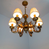 美式简约田园风格客厅6头铁艺吊灯 北欧大气仿古卧室欧式LED灯具