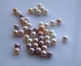 天然淡水珍珠8.5-9裸珠正圆形半孔颗粒珠戒指耳钉 半成品散珠diy