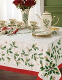 特价 出口欧美 红边绿叶圣诞花提花布 欧式布艺桌布 原单
