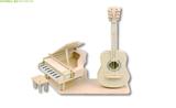 儿童diy拼装益智玩具3d木质模型立体拼图生日礼物乐器钢琴和吉他