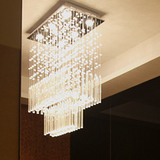别墅长方形餐厅吊灯复式楼客厅水晶灯豪华大厅吊线灯三层大气吊灯