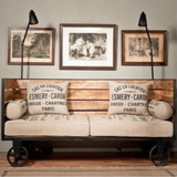LOFT美式铁艺实木复古沙发椅组合客厅咖啡厅创意休闲沙发长椅卡座