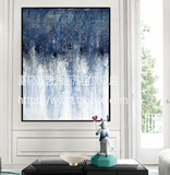 现代客厅办公室抽象艺术画大幅抽象装饰复古油画超大玄关手绘蓝海