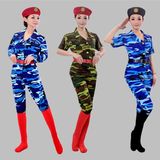 成人女迷彩服军装舞蹈海军陆军表演服短长袖舞台演出服现代舞