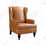 单人沙发椅欧式皮艺沙发高背椅美式老虎椅酒店沙发样板房沙发定制