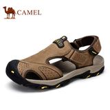 Camel/骆驼男鞋夏季 户外鞋子男沙滩鞋洞洞真皮包头凉鞋 2016新款