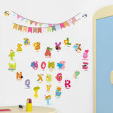 时尚可爱幼儿园墙贴儿童房卡通宝宝早教英文字母贴特价防水可移除
