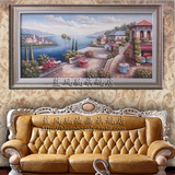 地中海风景油画 纯手绘客厅会议厅礼堂大厅办公室装饰有框油画