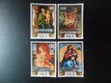 x02829纽埃邮票1986年新附捐梵蒂冈博物馆藏画4全原胶