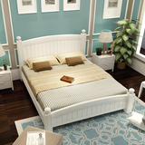 简约现代白色实木床1.8米 实木高箱床双人床 中式全实木床 储物床