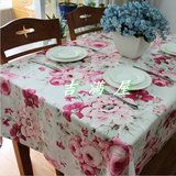 可定制尺寸田园加厚活性印染餐桌布台布盖巾茶几布-蔷薇花大花