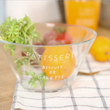 日本同款 法文字母 PATISSERIE 玻璃大号水果沙拉碗 甜品碗 创意