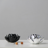 现代简约 禅意家居 黑色银色莲花烛台摆件 餐厅咖啡厅陶瓷装饰品