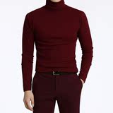 韩国代购男装新品都市休闲气质简约针织衫韩版修身男士高领打底衫