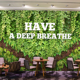 3D森林绿叶砖墙田园风格阳台墙纸餐厅客厅电视背景墙大型壁画壁纸